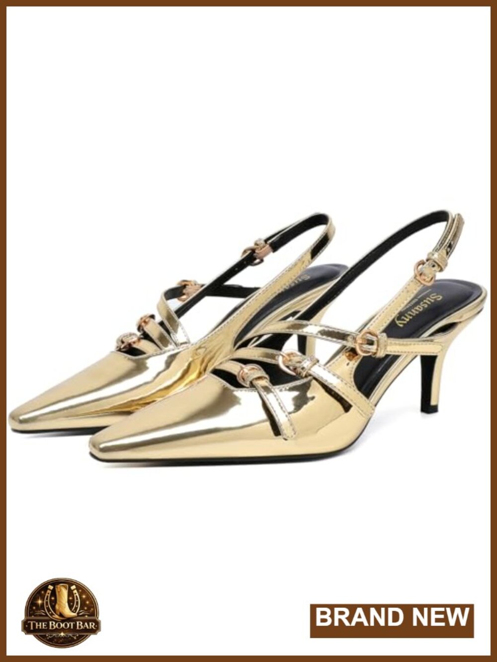 Susanny Patent Slingback Kitten Heels Pointed Toe Dress Pumps